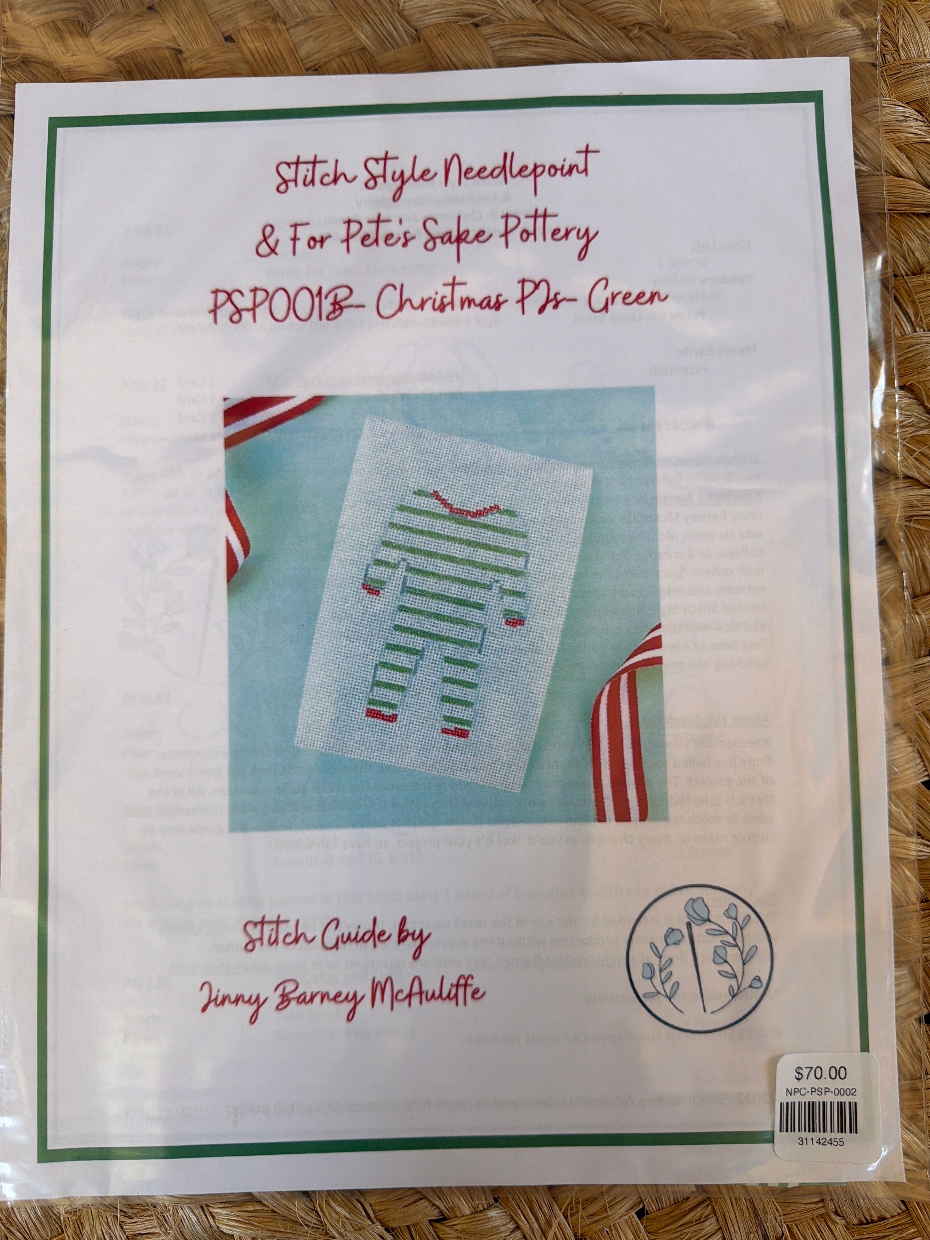 Christmas PJS – Green | Needlepoint Canvas