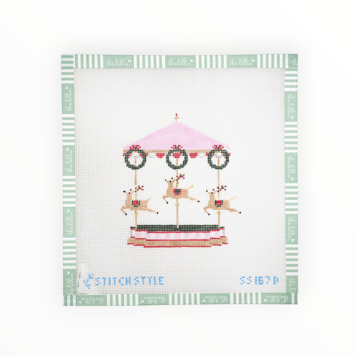 Carousel Christmas Reindeer needlepoint canvas by Stitch Style