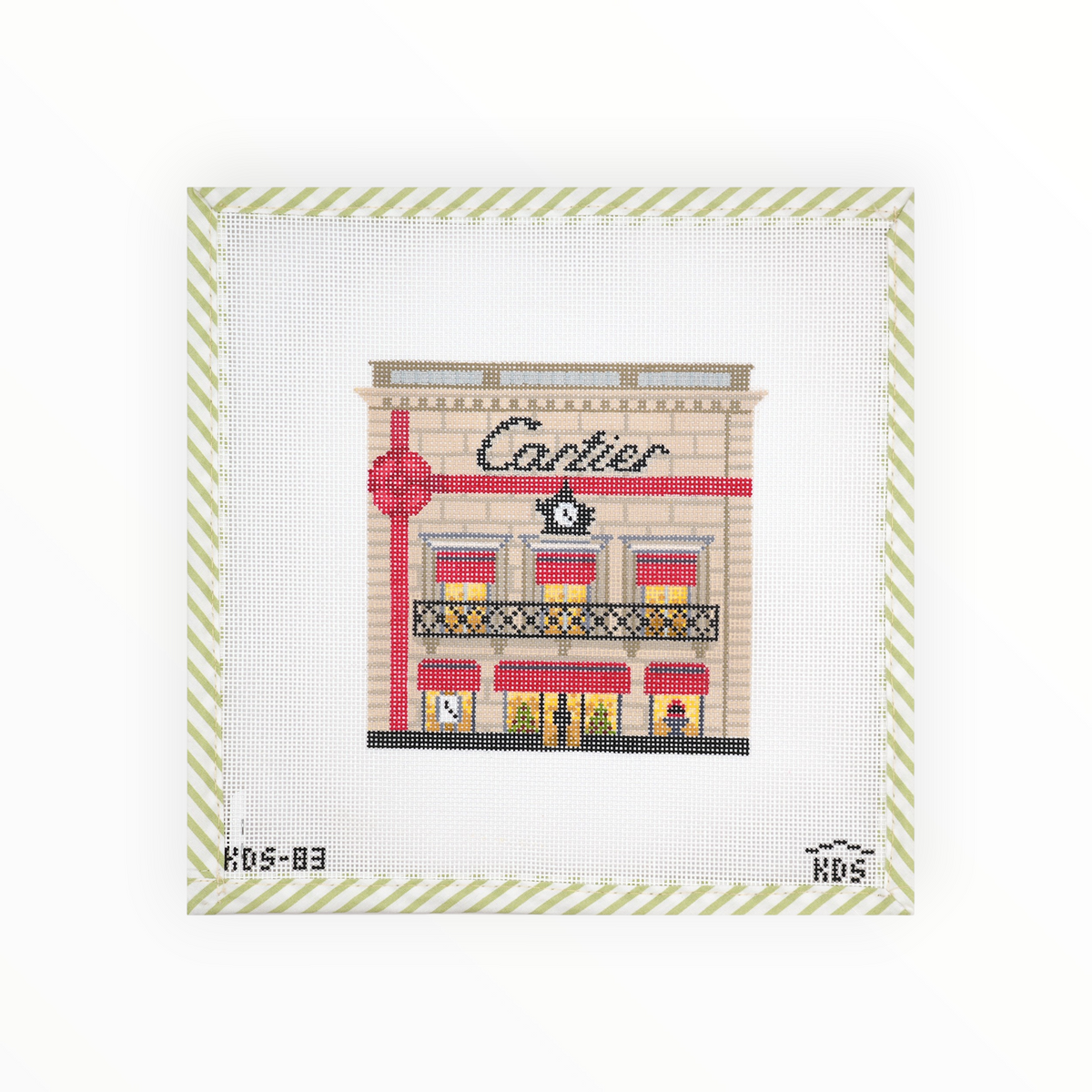 Cartier Storefront needlepoint canvas by Gingham Stitchery