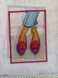 Pointy Flats with Tassels – Plum W/ Red | Needlepoint Canvas
