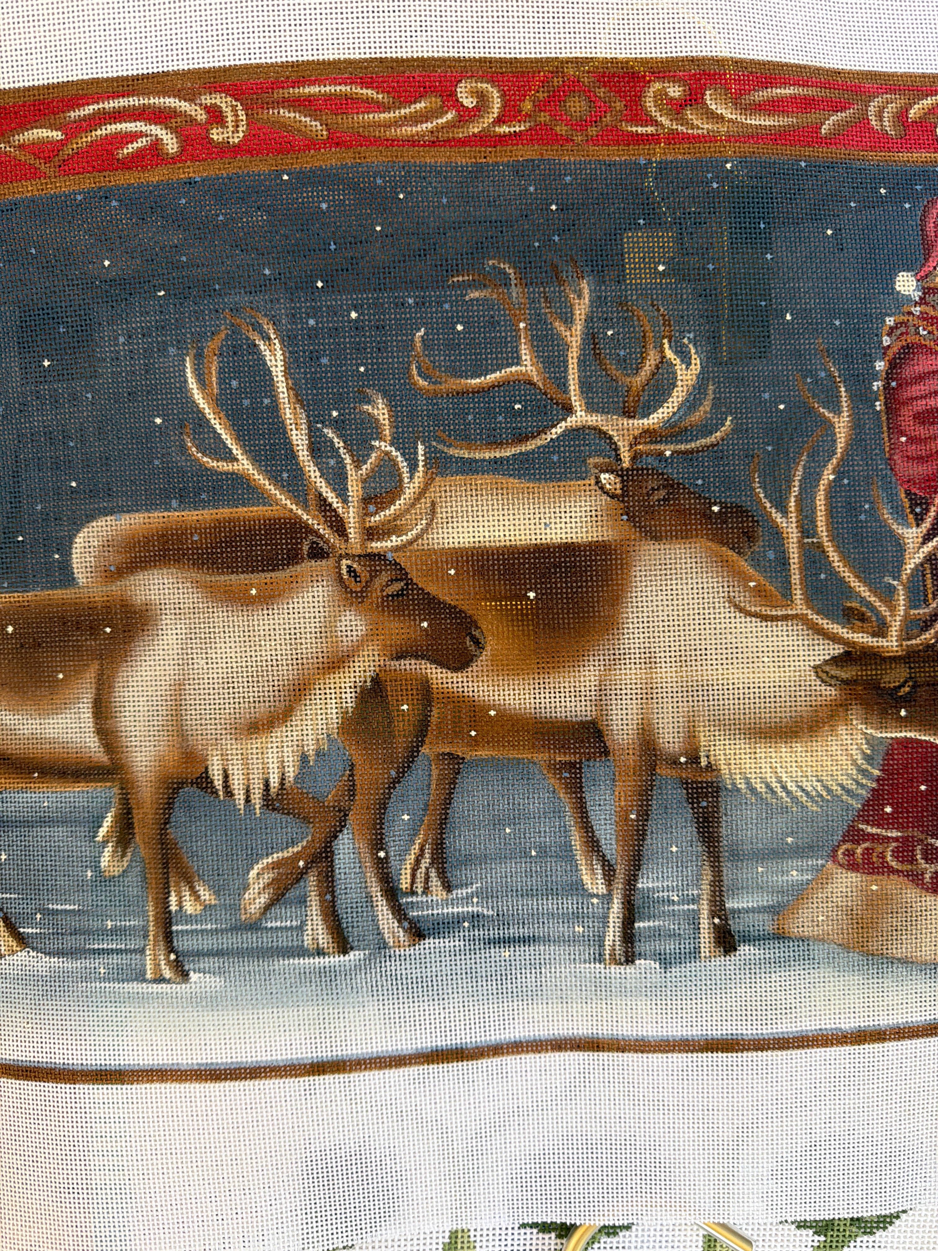Santa & Reindeer | Needlepoint Canvas