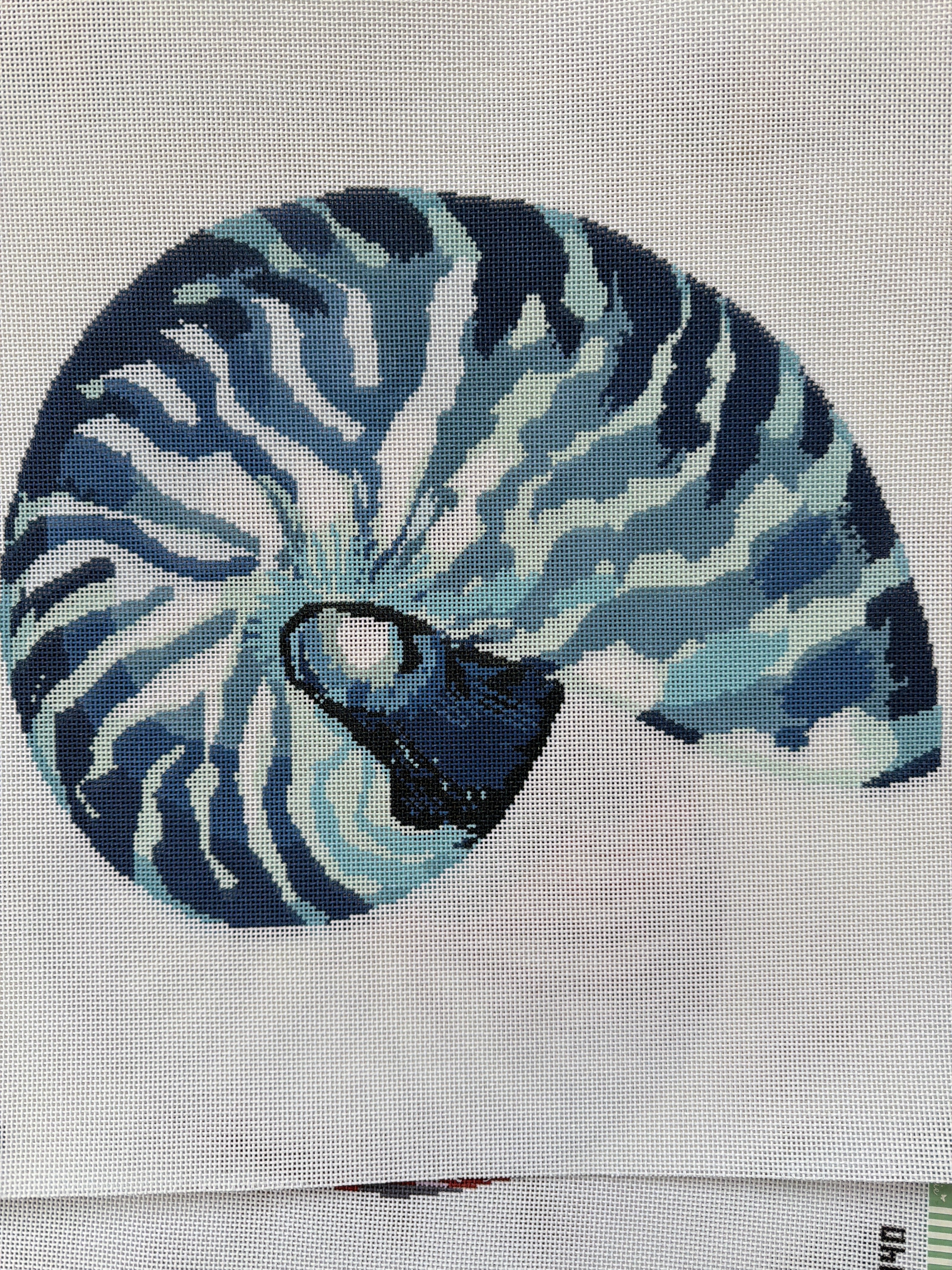 Nautilus Shell – Blue | Needlepoint Canvas