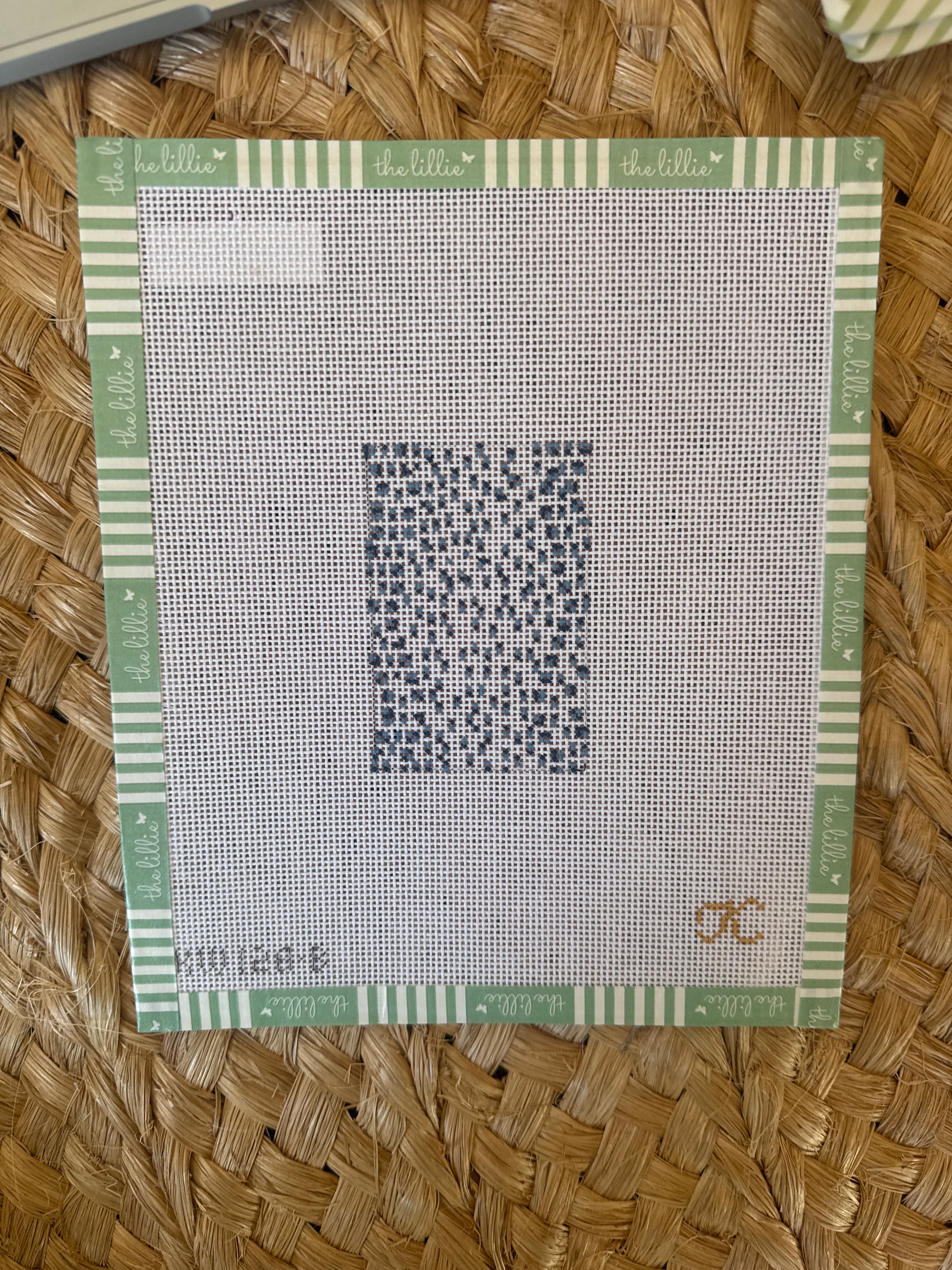 French Dots Luggage Tag Blue | Needlepoint Canvas