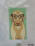 Yellow Lab W. Glasses Eye Glass Case | Needlepoint Canvas