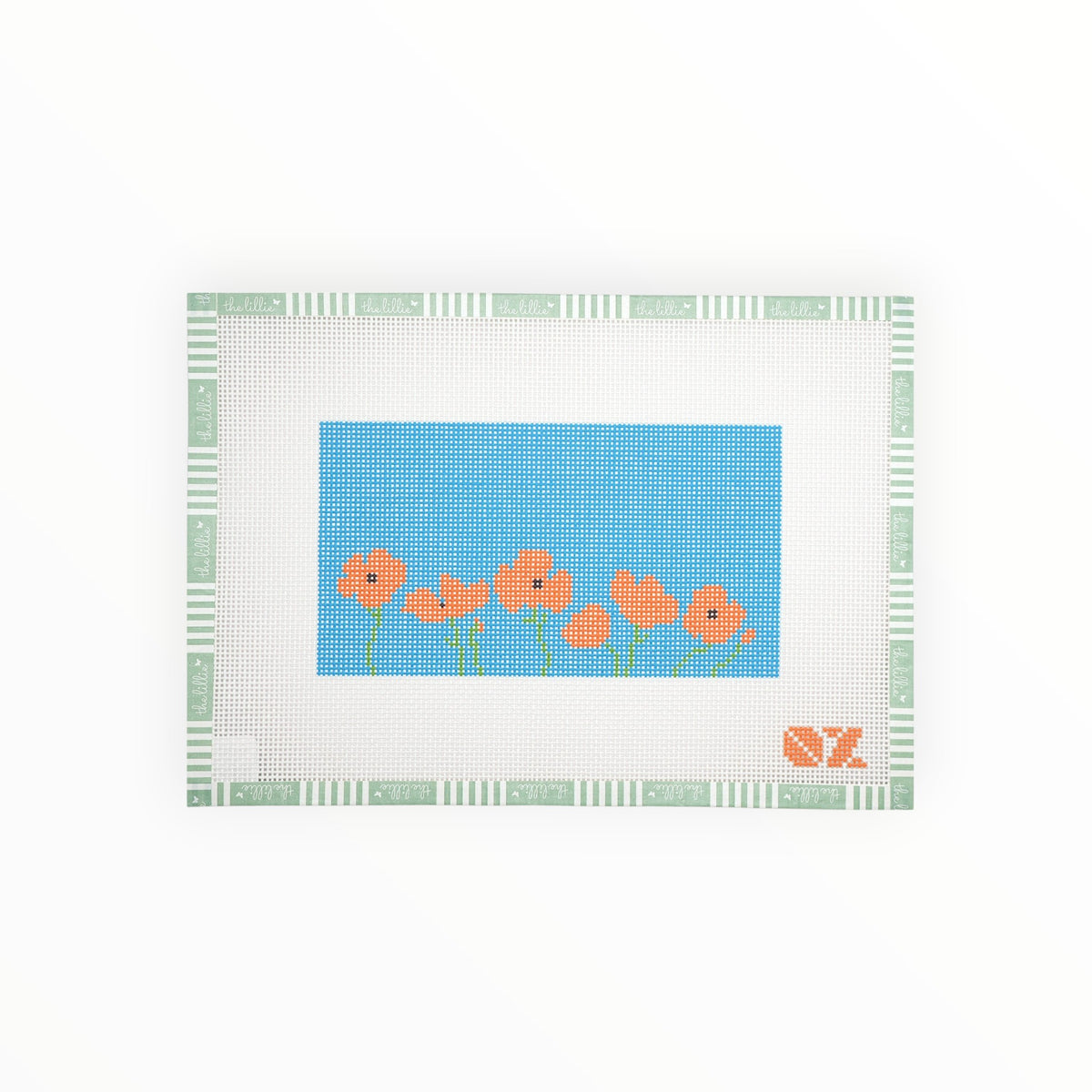 Blue Poppies Eyeglass Case needlepoint canvas by Oz Needle and Thread