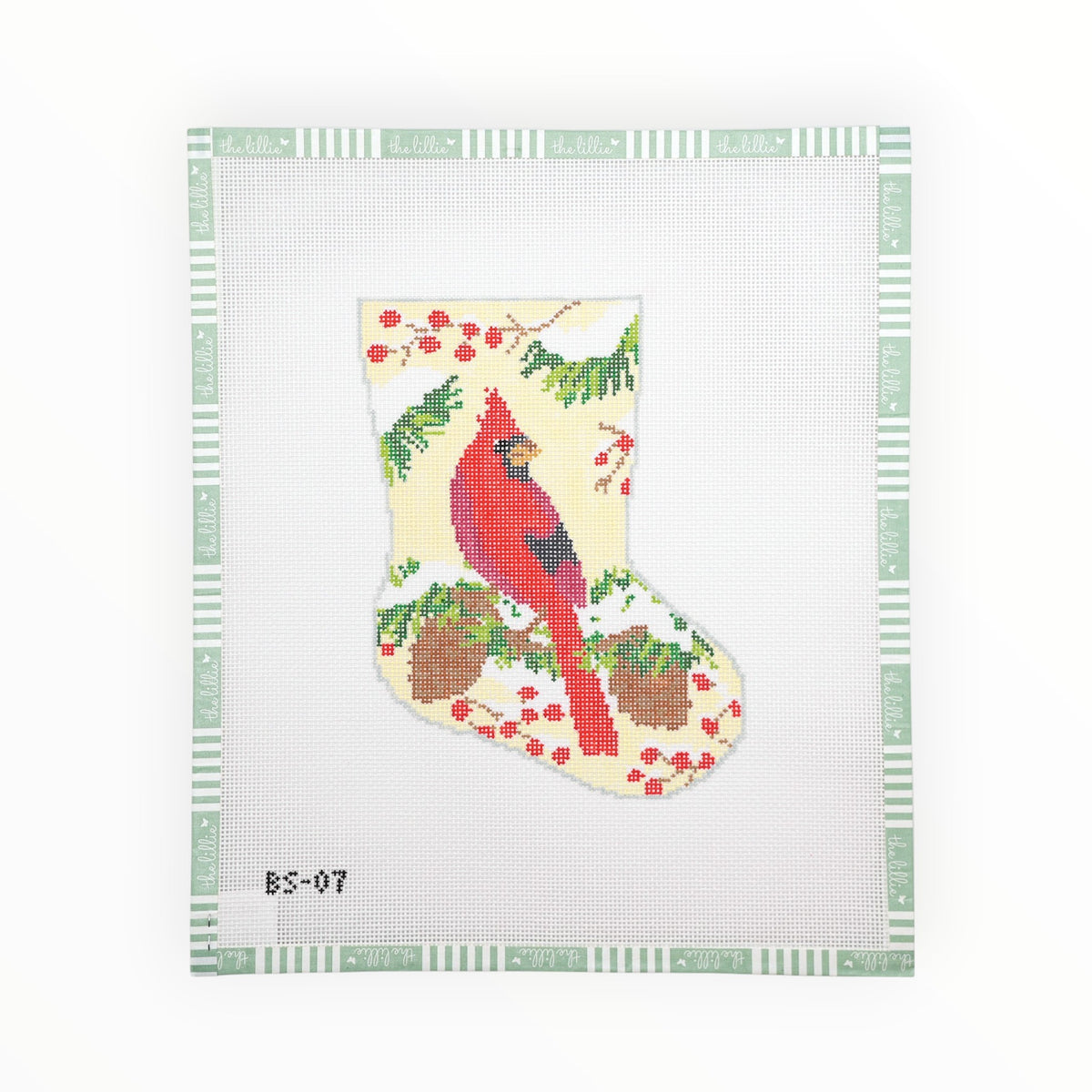Mini Stocking - Christmas Cardinal needlepoint canvas by KCN Designers