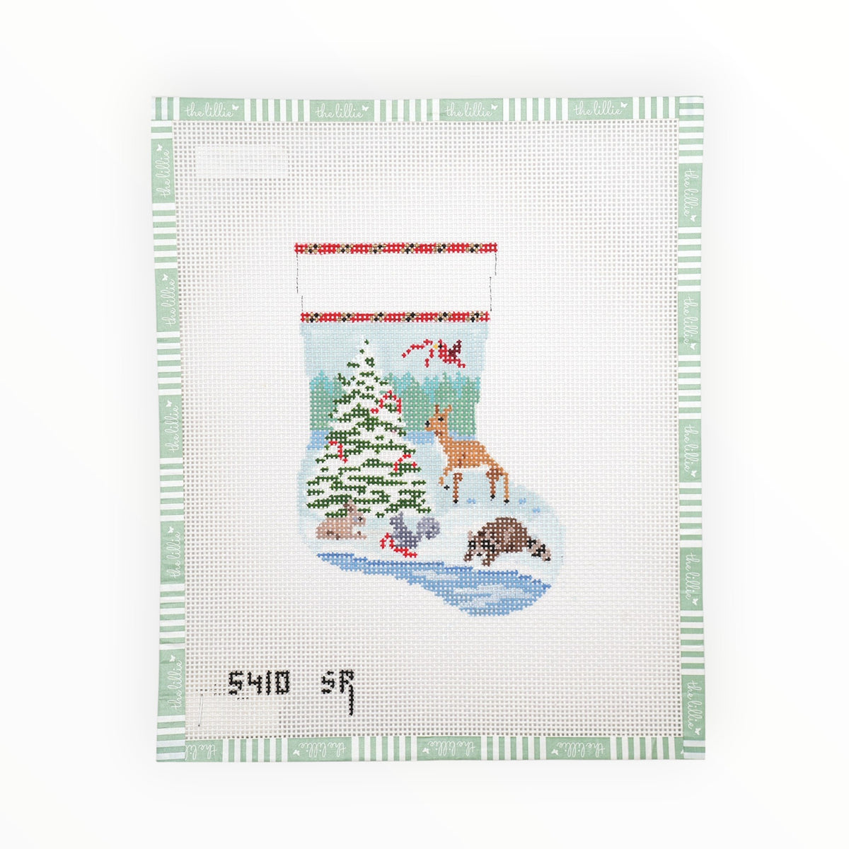 Mini Stocking - Forest Animal Tree needlepoint canvas by Susan Roberts Needlepoint