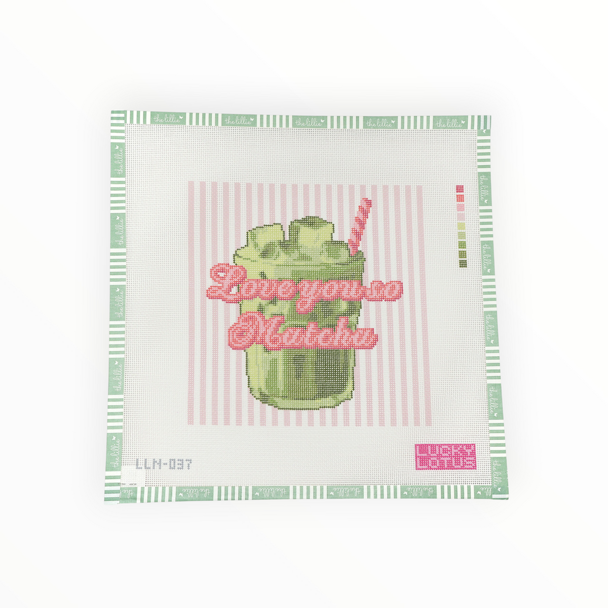 Love You So Matcha needlepoint canvas by Lucky Lotus