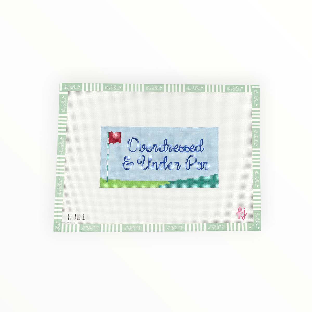 Overdressed and Under Par needlepoint canvas by Gingham Stitchery