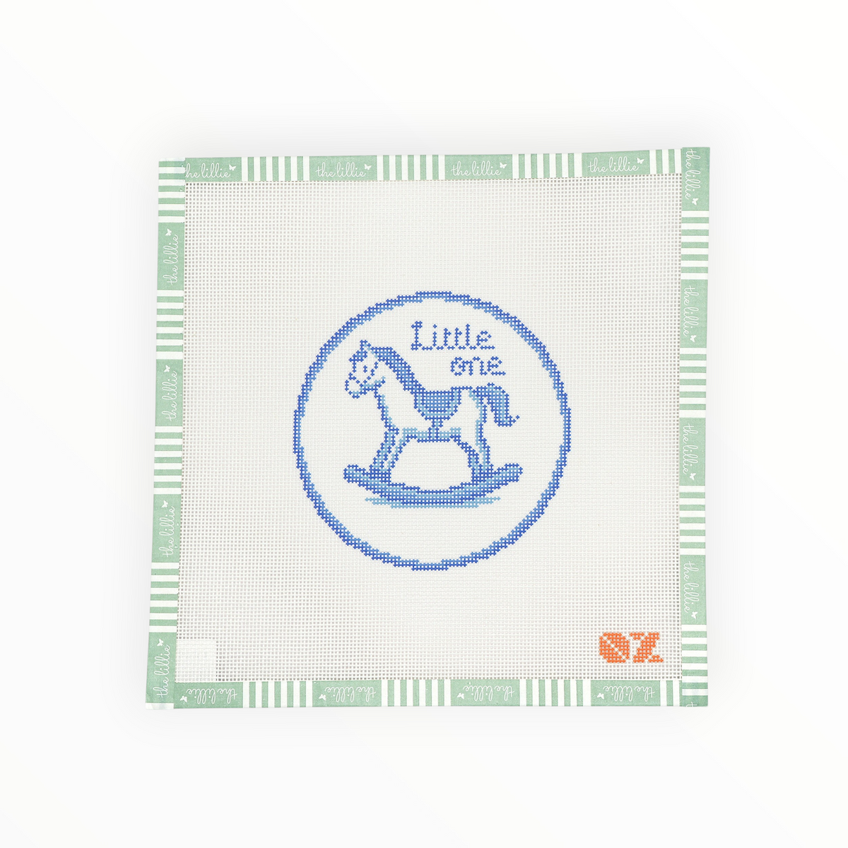 Delft Little One Baby Ornament needlepoint canvas by Oz Needle and Thread