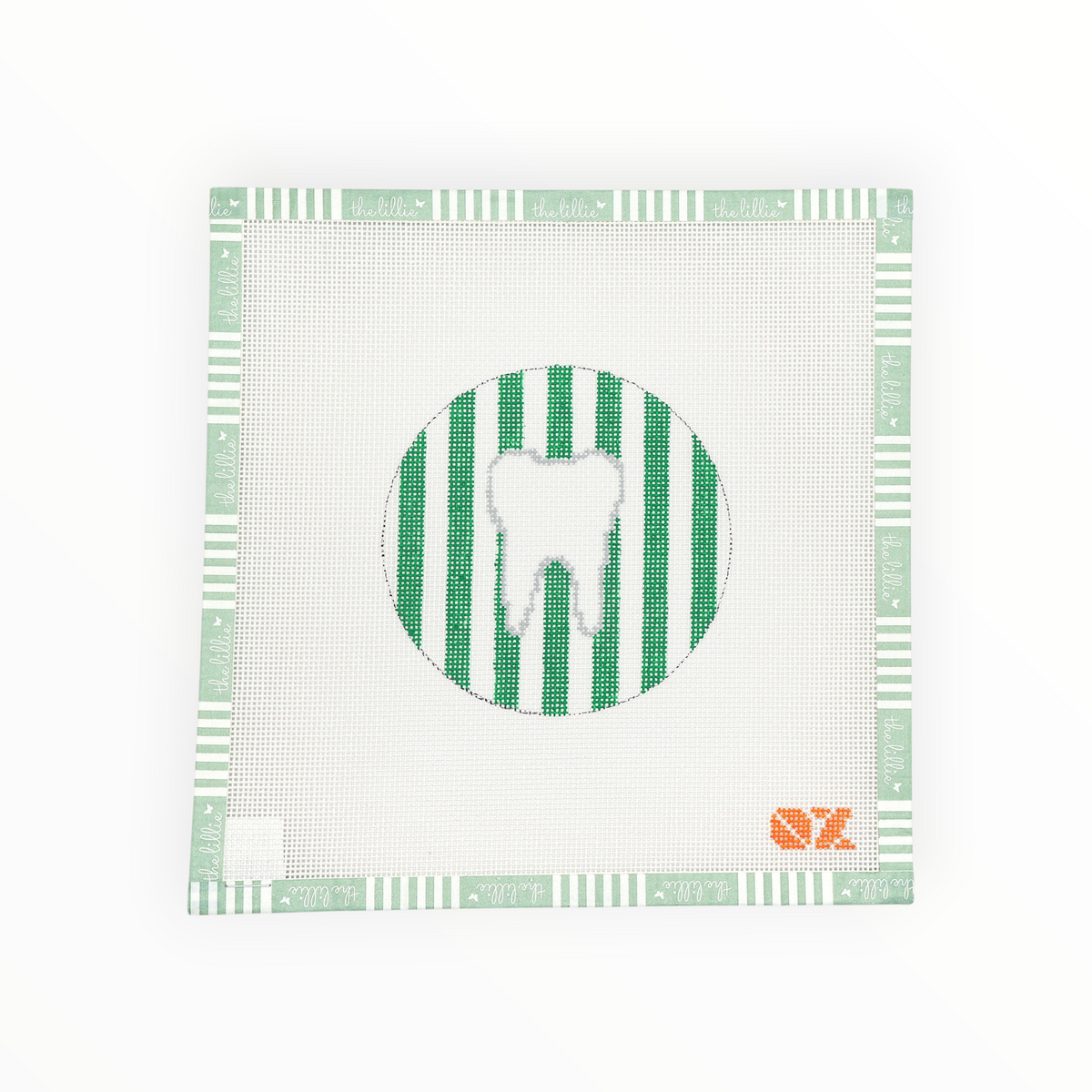 Gingham or Stripe Tooth Ornament needlepoint canvas by Oz Needle and Thread — view 2