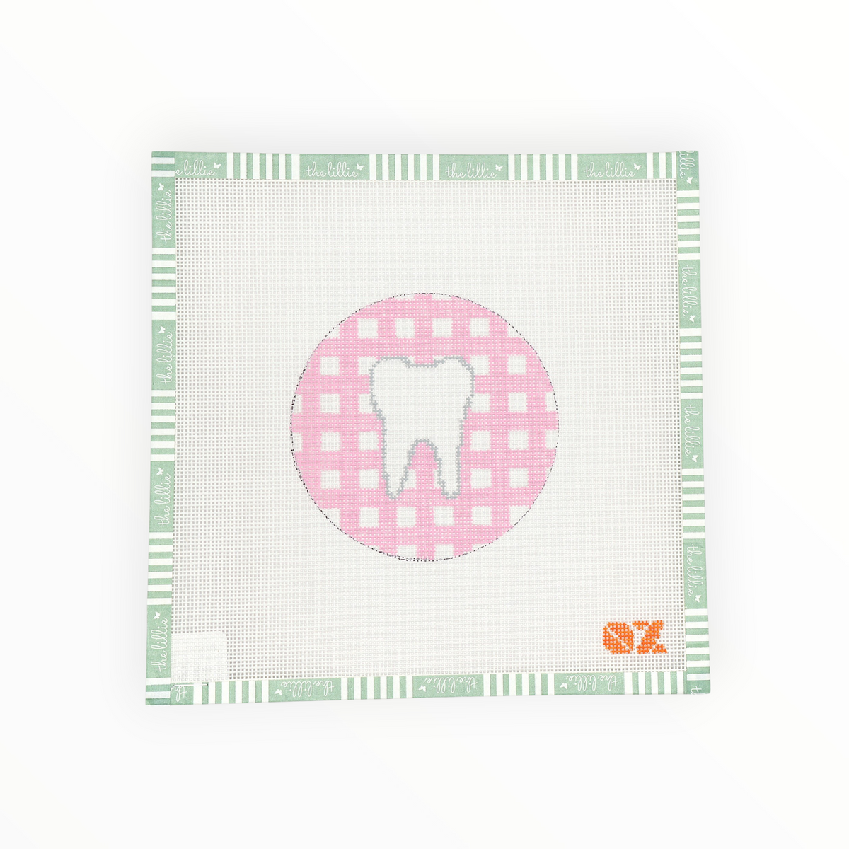 Gingham or Stripe Tooth Ornament needlepoint canvas by Oz Needle and Thread