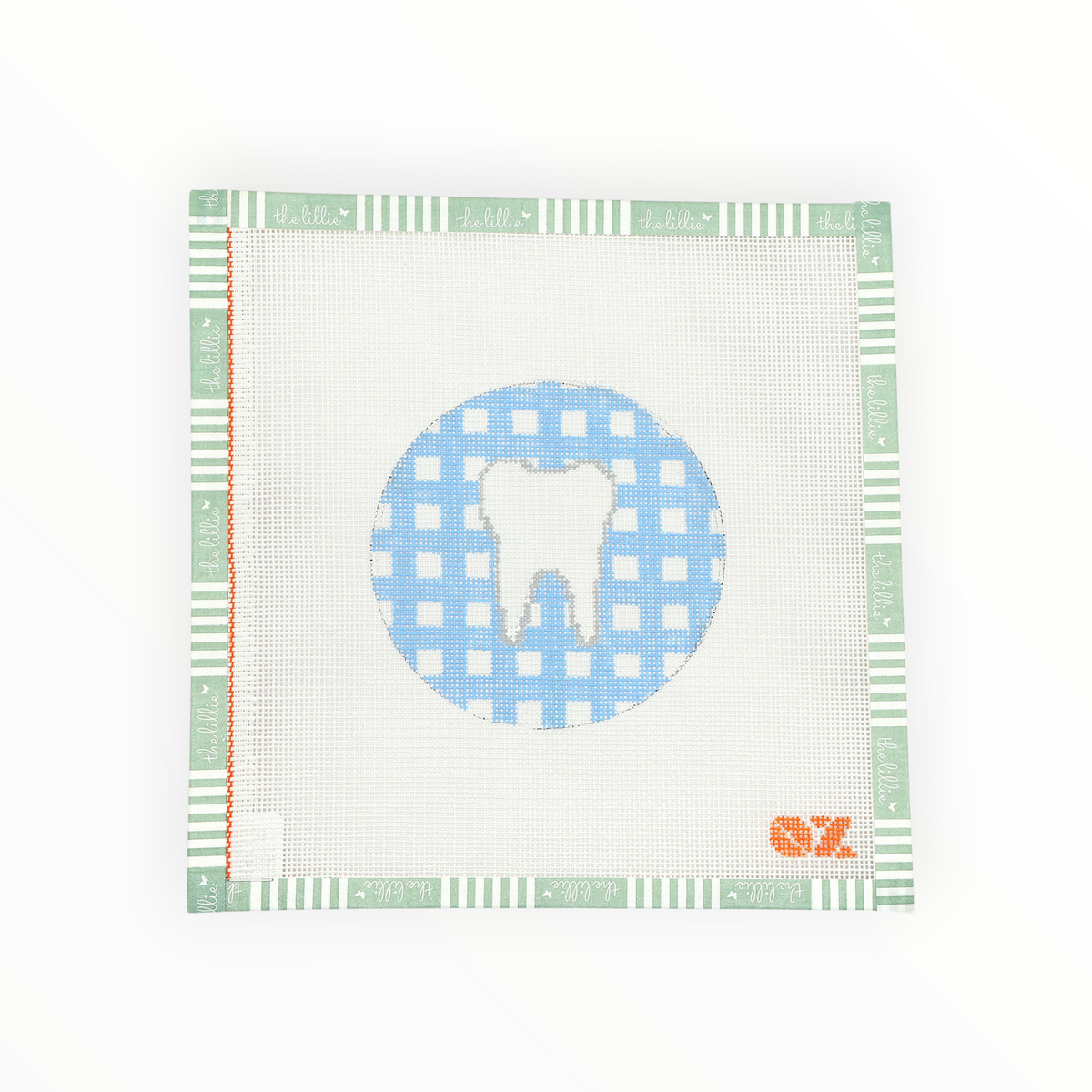 Gingham or Stripe Tooth Ornament needlepoint canvas by Oz Needle and Thread — view 3