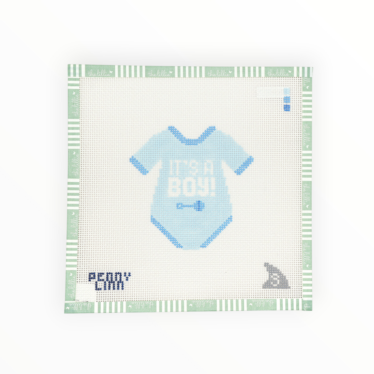 It's a Boy! Onesie needlepoint canvas by Sharkey Stitches