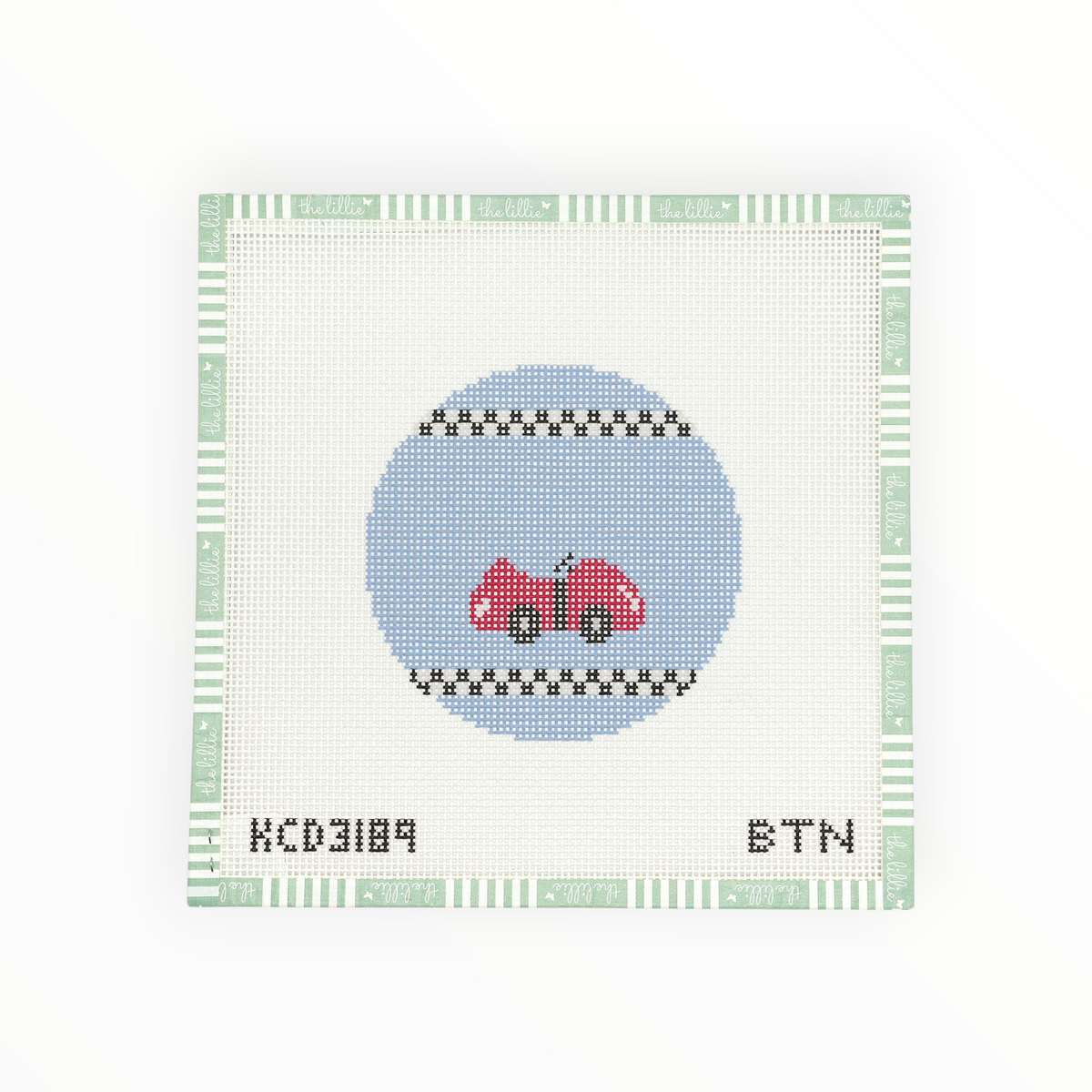 Race Car Round needlepoint canvas by KCN Designers