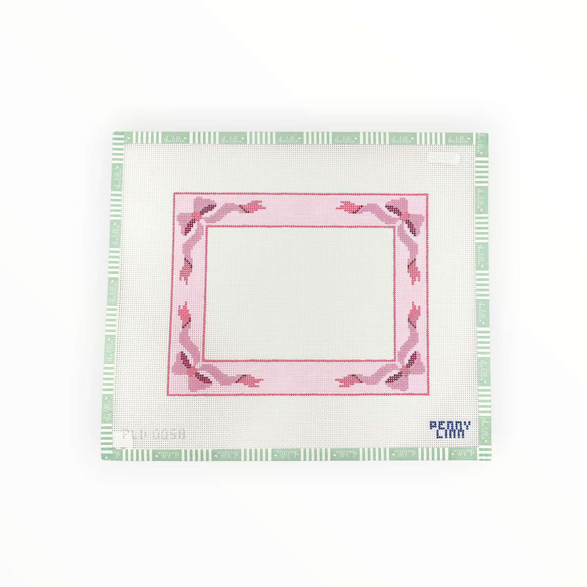 Pink Bow 5 x 7 Frame needlepoint canvas by Penny Linn Designs