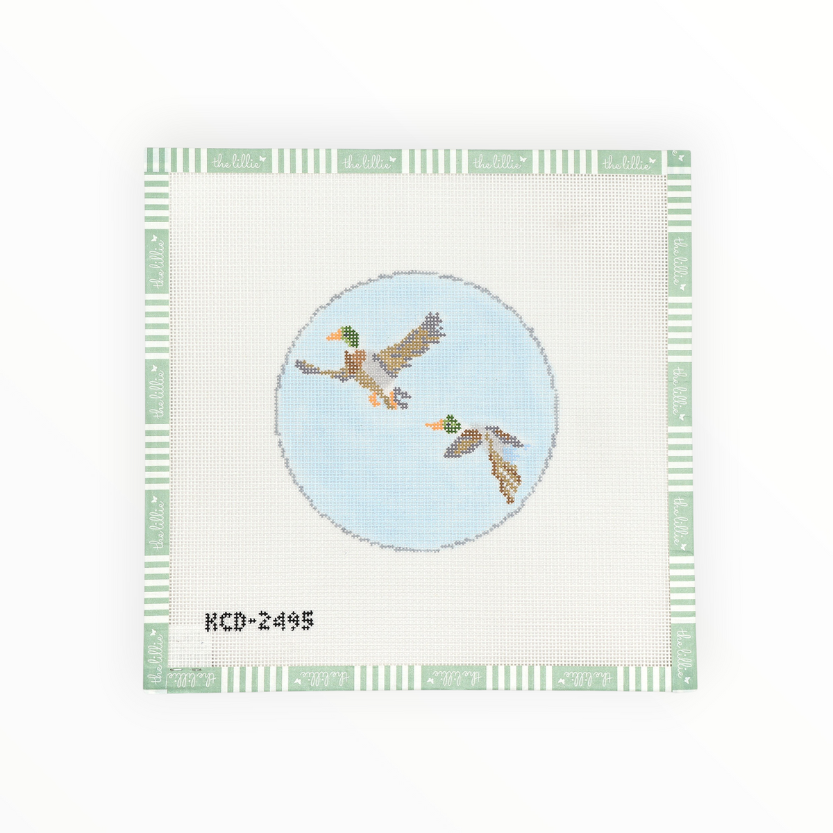 Hunting Duck Round needlepoint canvas by KCN Designers