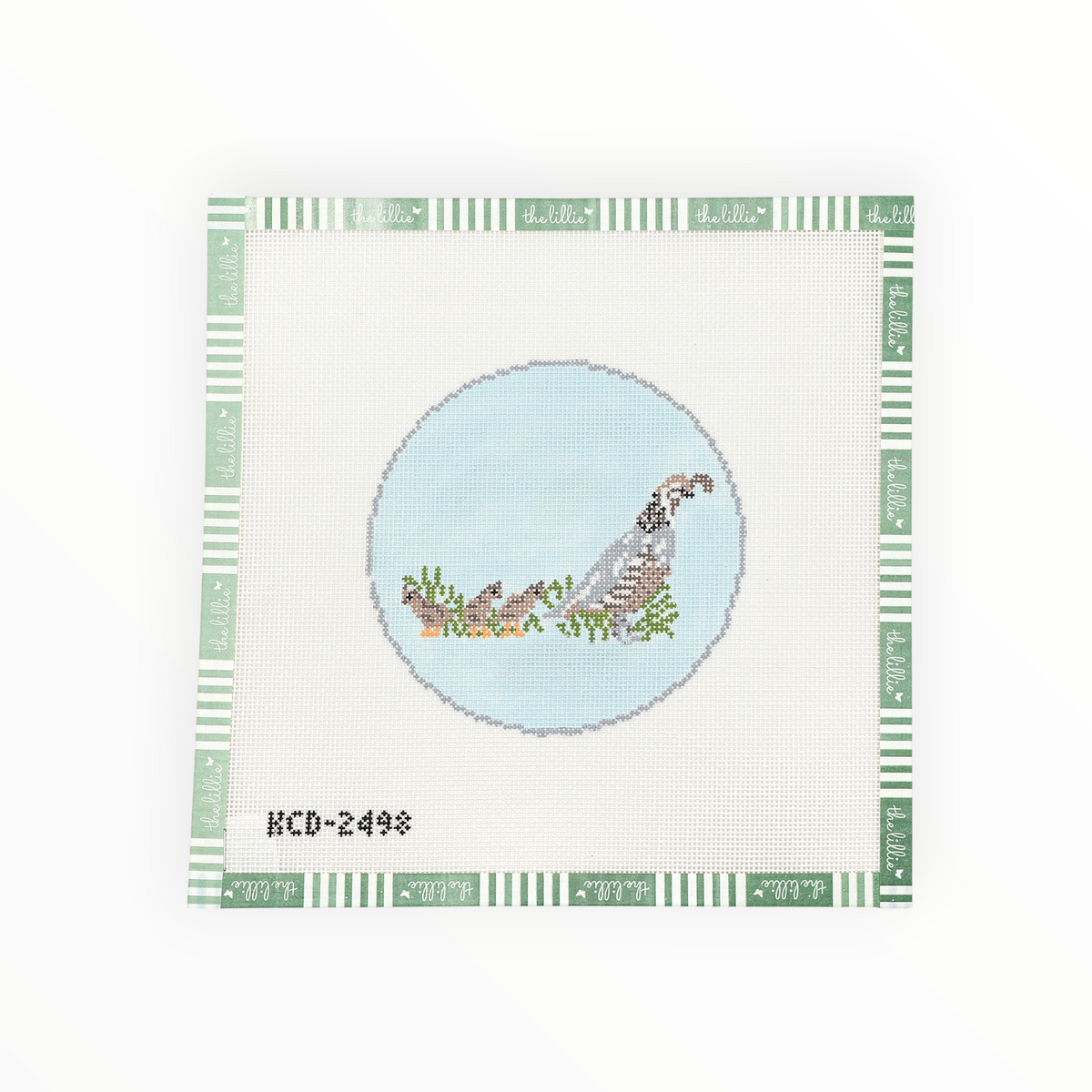 Hunting Quail Round needlepoint canvas by KCN Designers