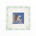Game Bird Feathers Coaster-Blue needlepoint canvas by The Gingham Stitchery