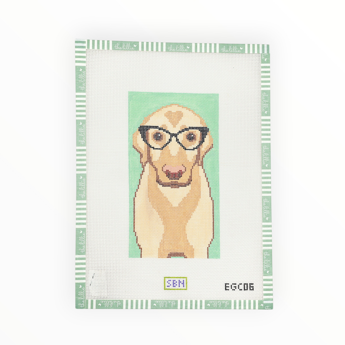 Yellow Lab with Glasses needlepoint canvas by Susan Battle Needlepoint
