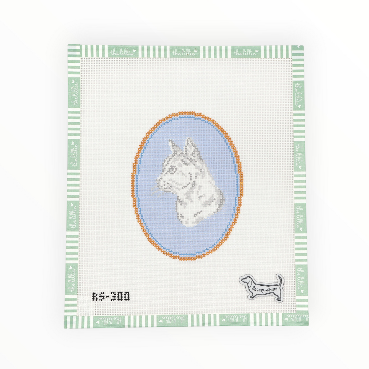 The Short-Haired Cat Cameo needlepoint canvas by Atlantic Blue Canvas