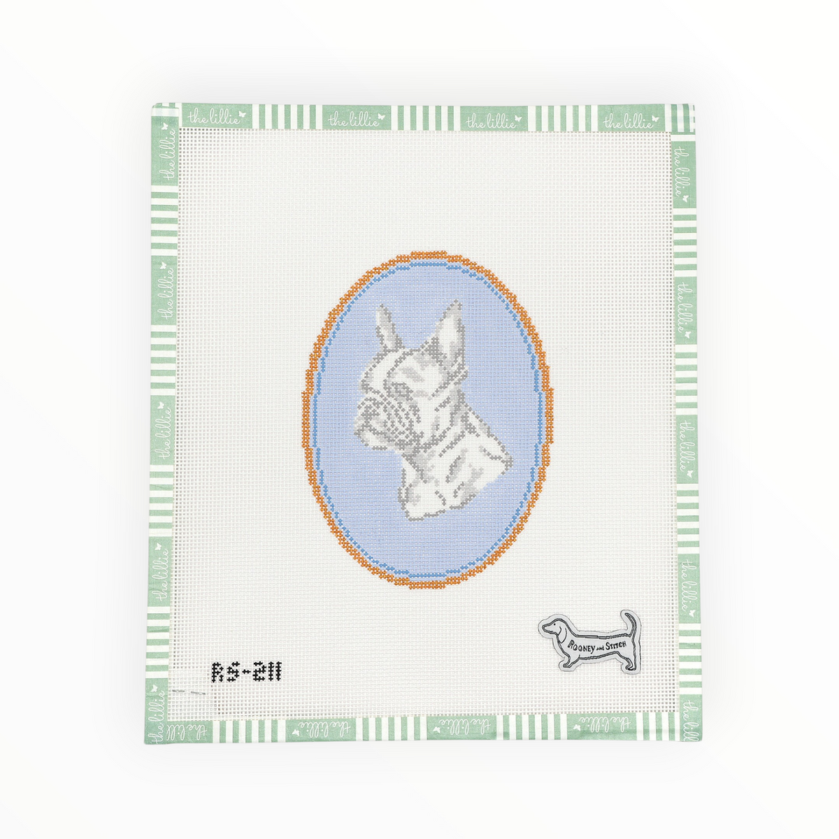 The Boston Terrier Cameo needlepoint canvas by Atlantic Blue Canvas