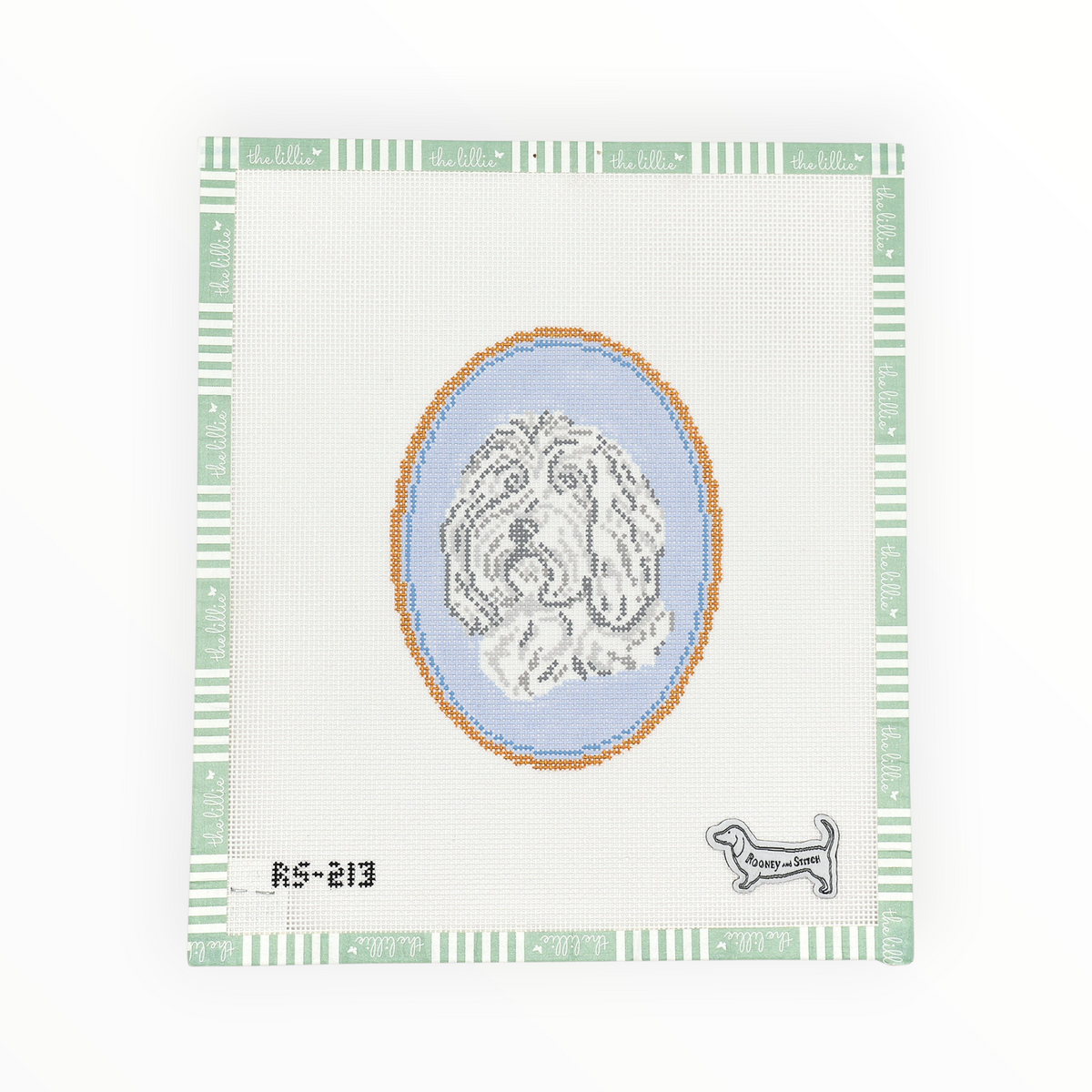 The Tibetan Terrier Cameo needlepoint canvas by Atlantic Blue Canvas
