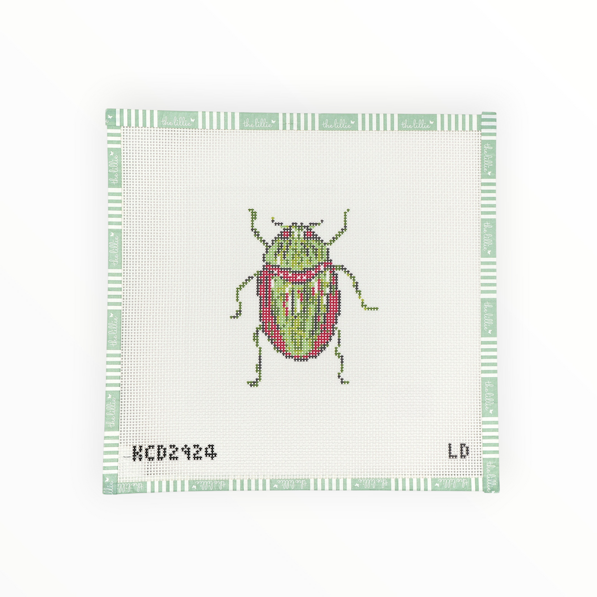Green Beetle needlepoint canvas by KCN Designers