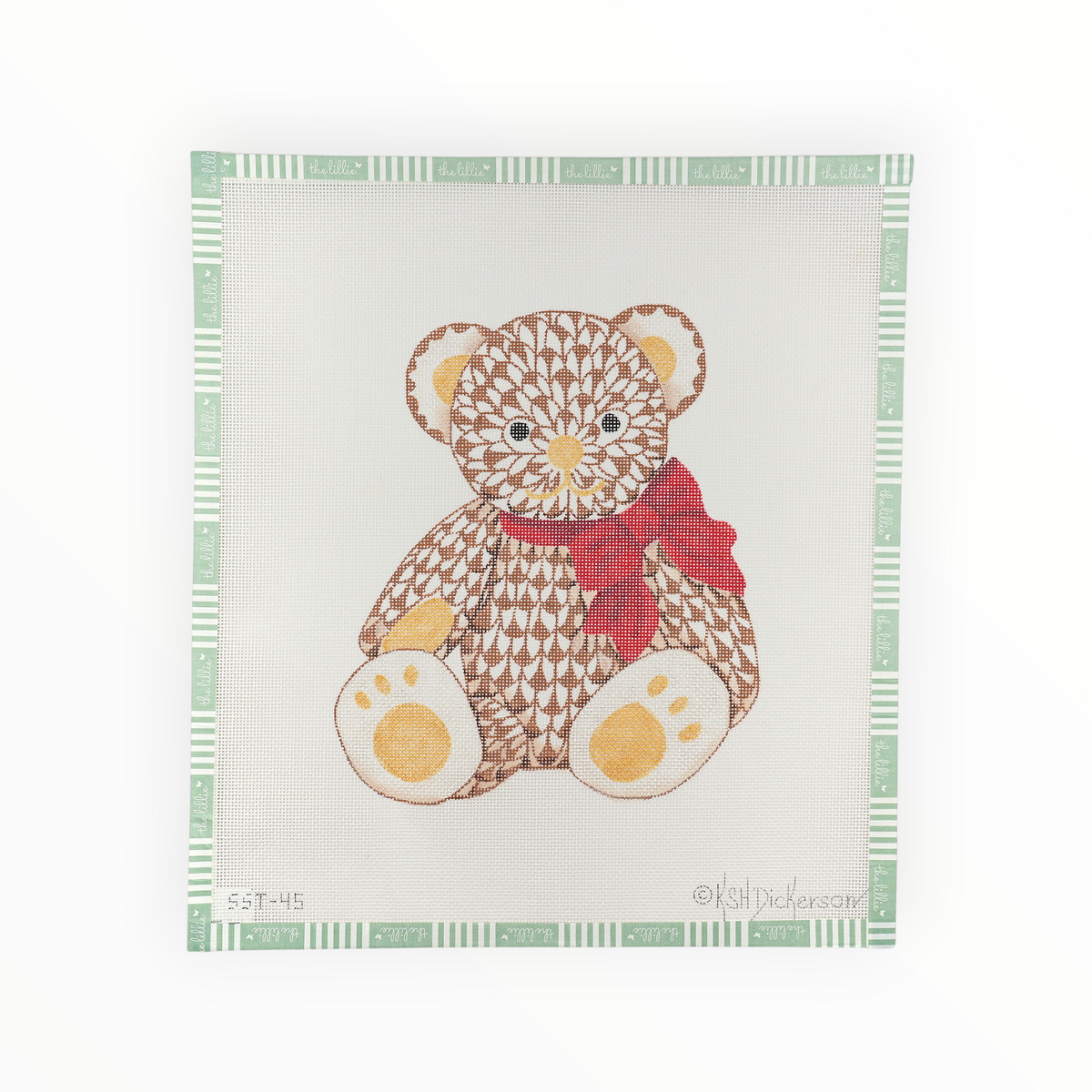 Herend Inspired Teddy Bear needlepoint canvas by Kate Dickerson