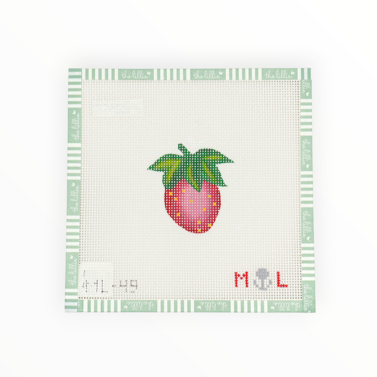 Strawberry Bag Tag needlepoint canvas by The Gingham Stitchery