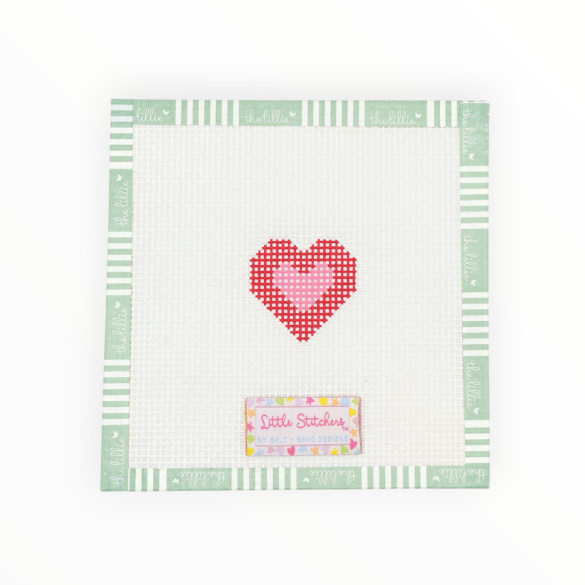 Pink and Red Heart needlepoint canvas by Little Stitchers