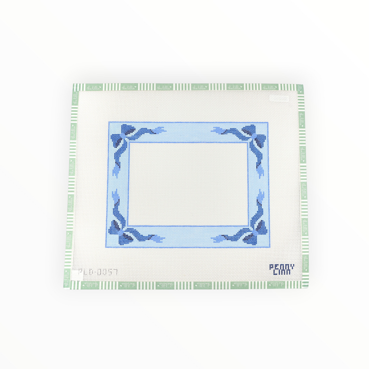 Blue Bow needlepoint canvas by Penny Linn Designs