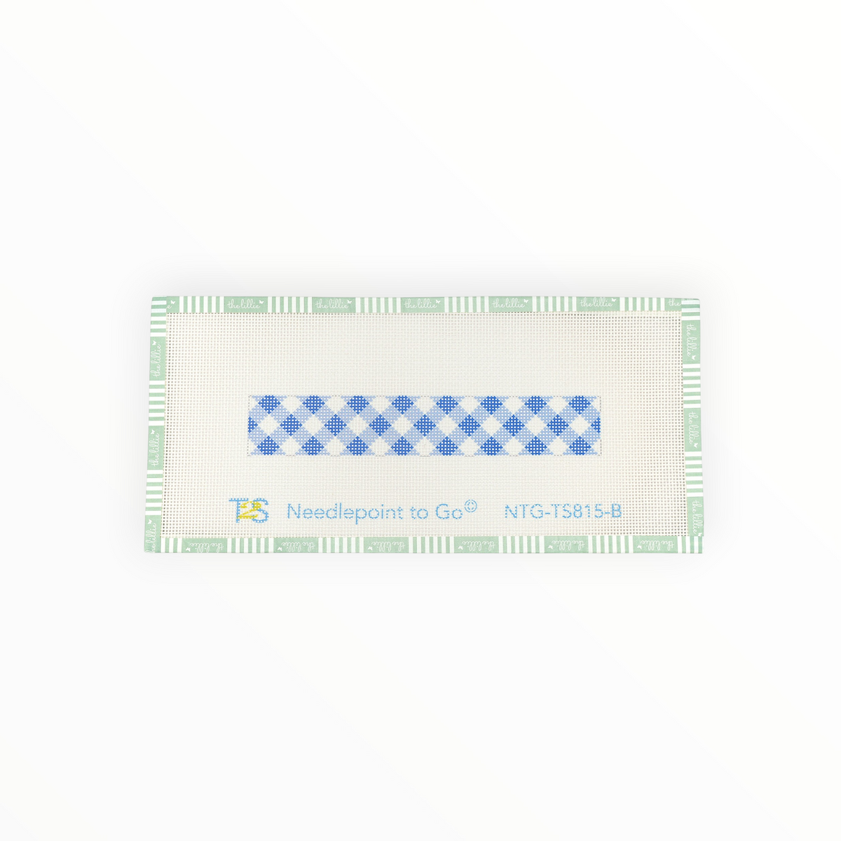 Blue Gingham Key Fob needlepoint canvas by Bradley Needlepoint Company