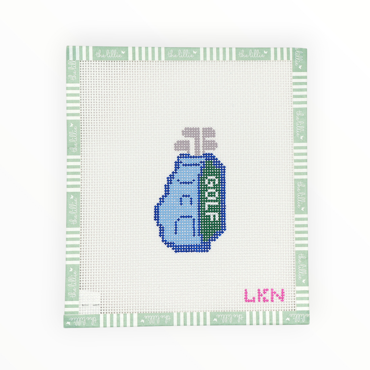 Blue Golf Bag needlepoint canvas by Love Knot Needlepoint