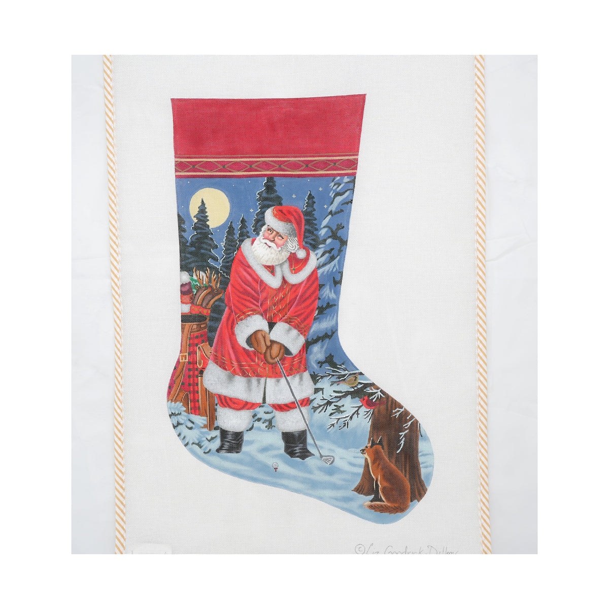 Golfer Santa Stocking | Needlepoint Canvas