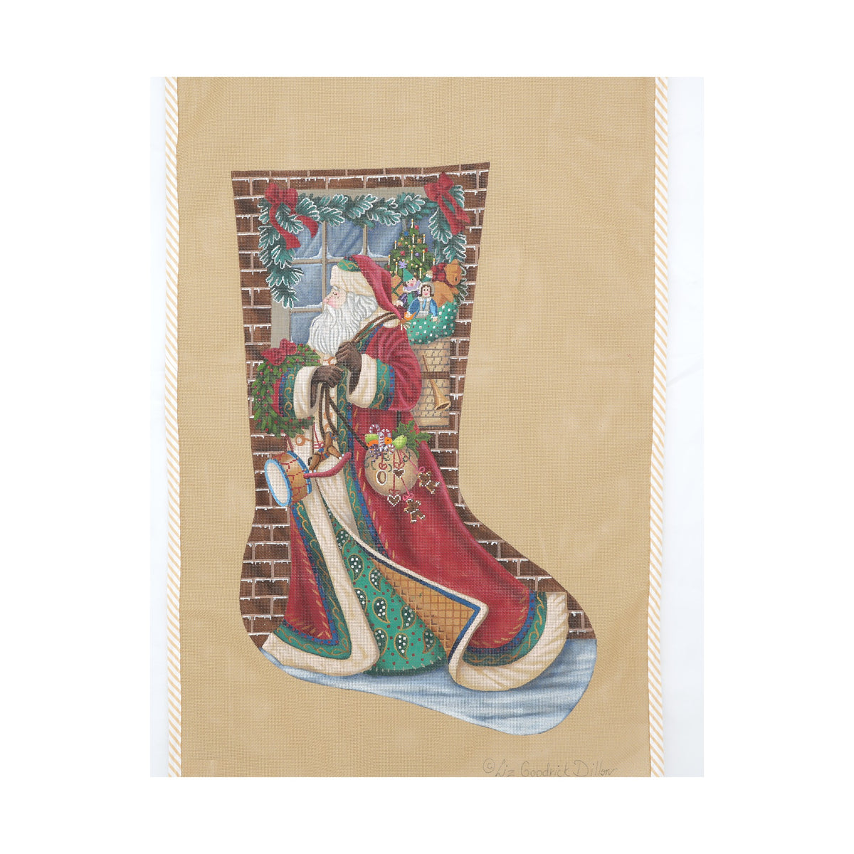 Santa Delivering Stocking | Needlepoint Canvas