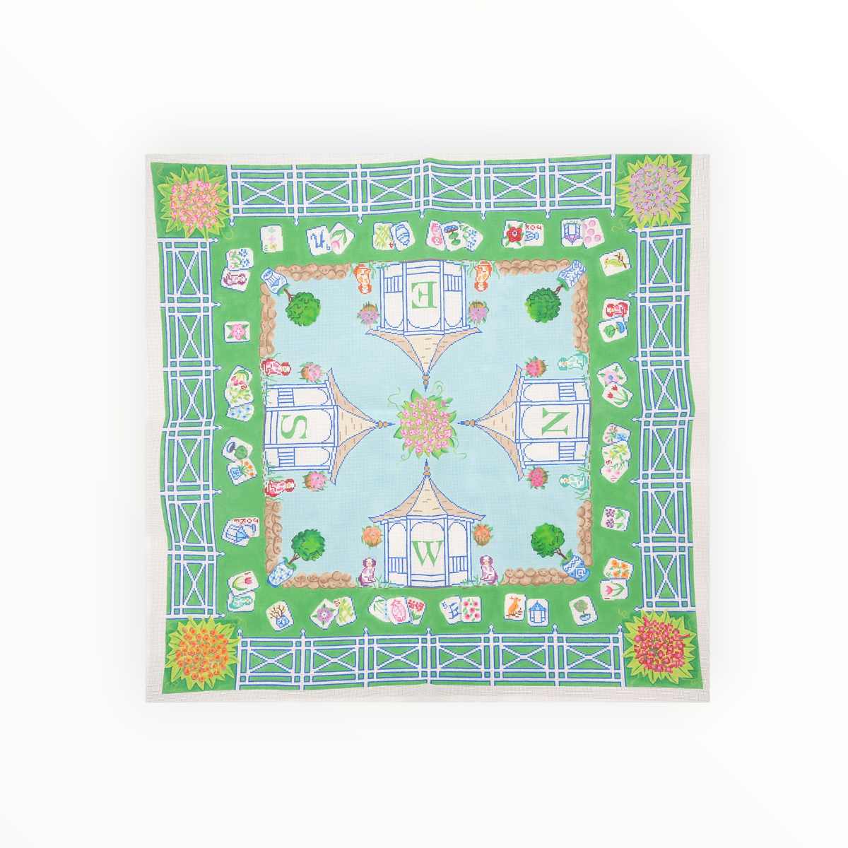 Mahjong Mat – English Country Garden Theme | Needlepoint Canvas