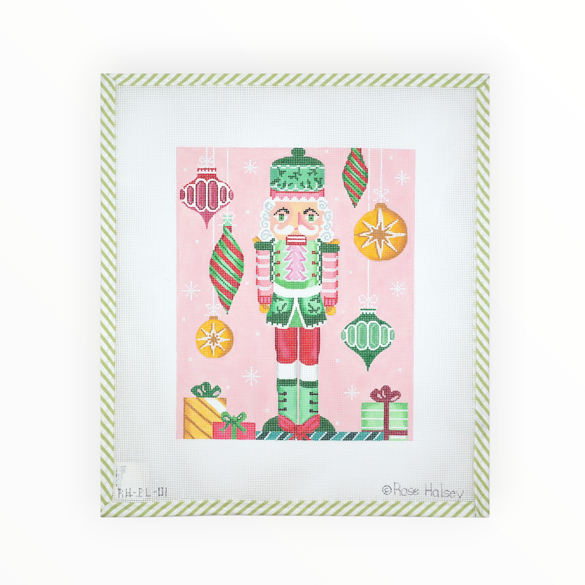 Nutcracker with Hanging Baubles needlepoint canvas by Kate Dickerson