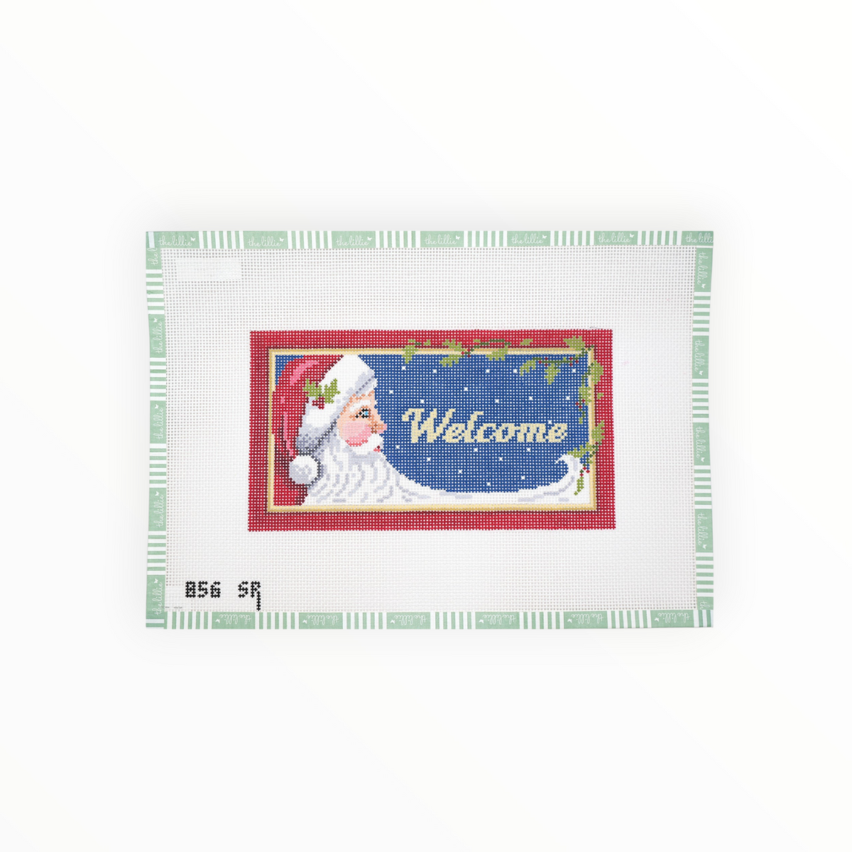 Night Sky Santa "Welcome", Sign - 13 mesh needlepoint canvas by Susan Roberts Needlepoint