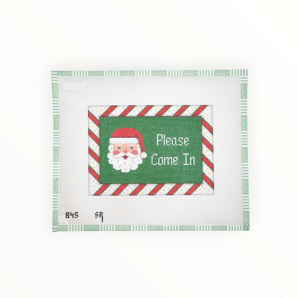 Santa Face, "Please Come In", Sign - 13 mesh | Needlepoint Canvas