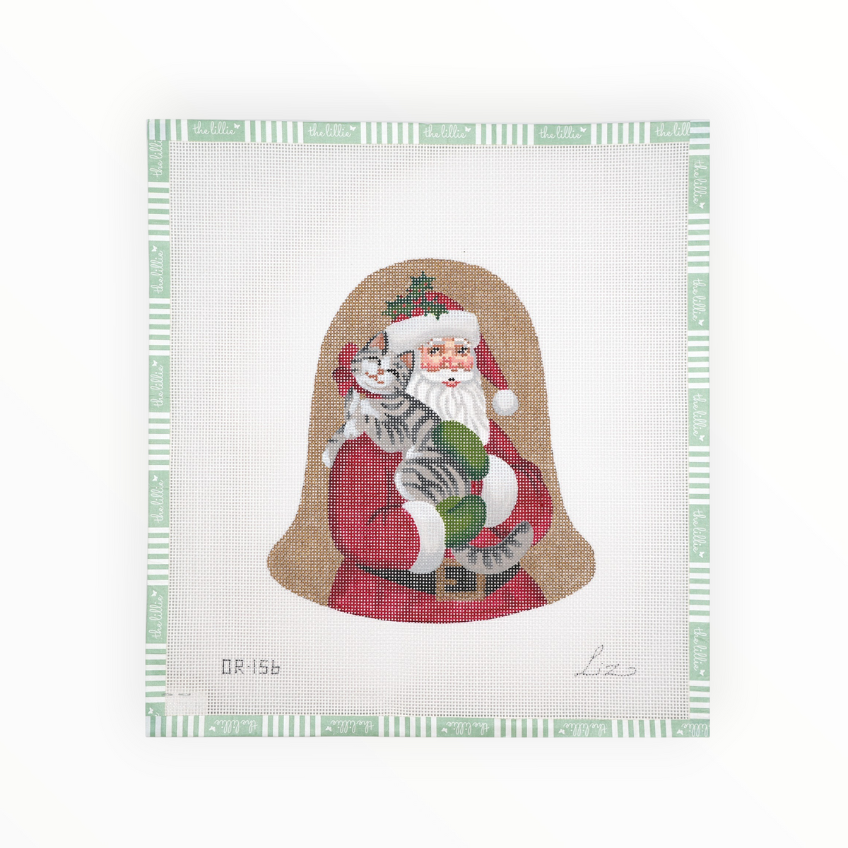 Santa and Kitty needlepoint canvas by Victoria Whitson