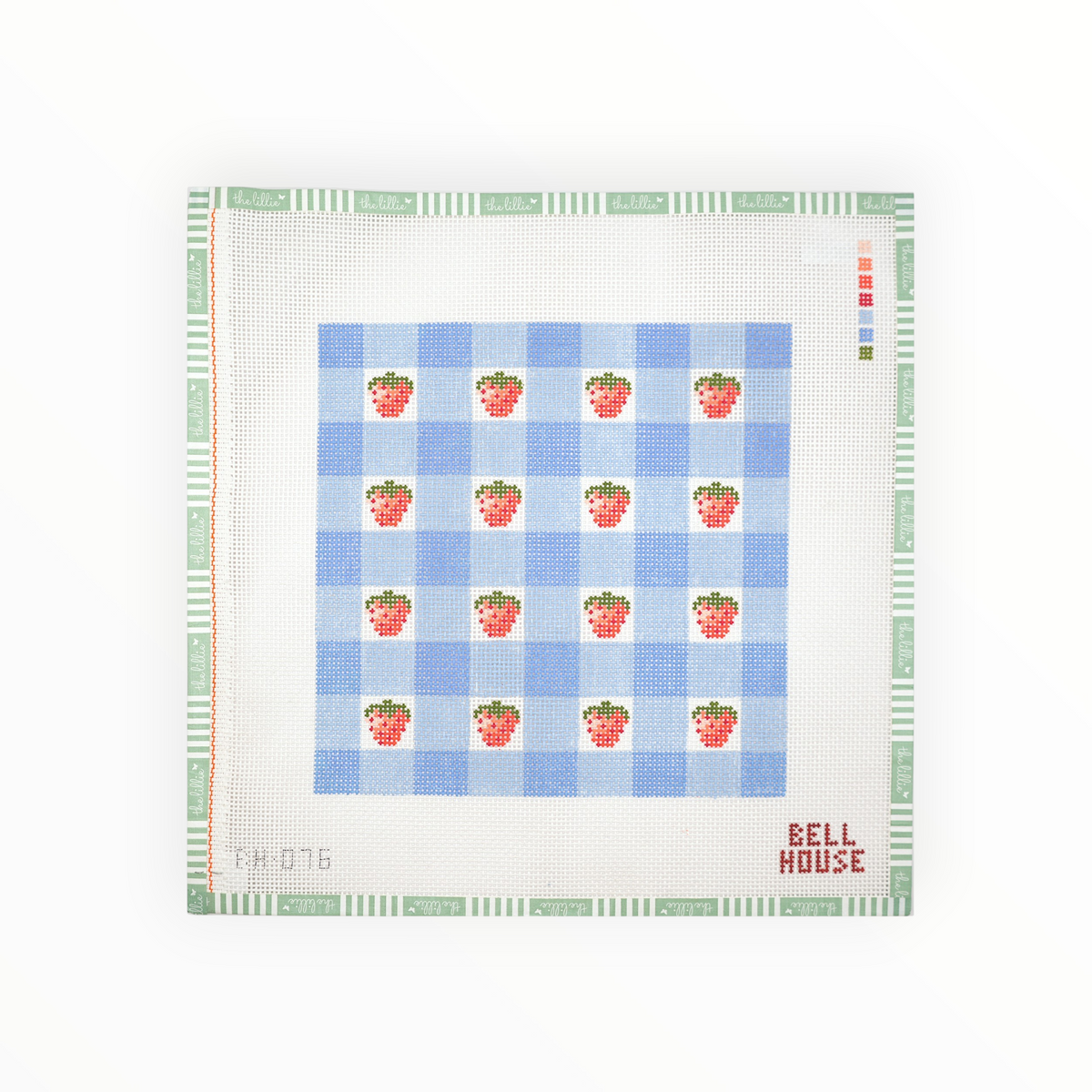 Strawberry Plaid 8" needlepoint canvas by Bell House Designs