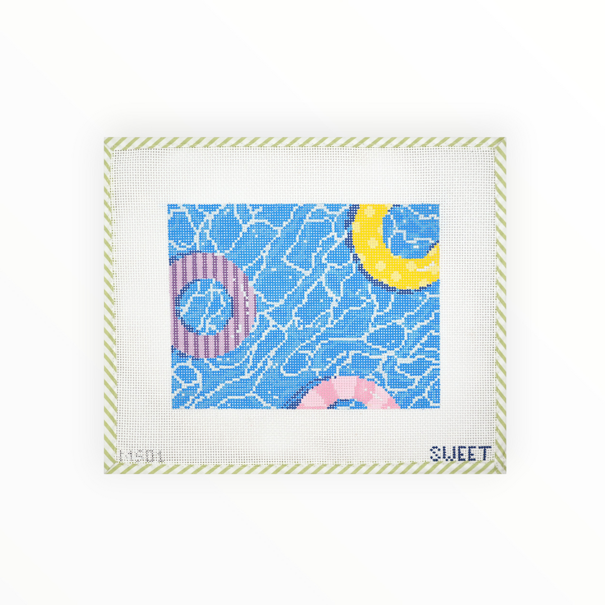 Pool Clutch with Floaties needlepoint canvas by Gingham Stitchery