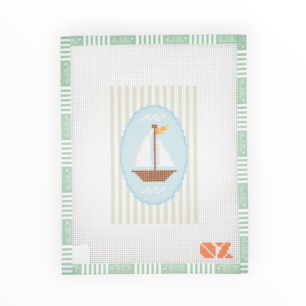 Sailboat Striped Oval needlepoint canvas by Oz Needle and Thread