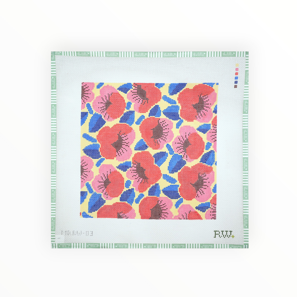 Retro Peonies needlepoint canvas by Mopsey