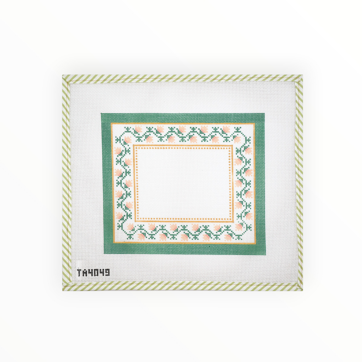 Floral Canvas Coral/Peach Green needlepoint canvas by KCN Designers