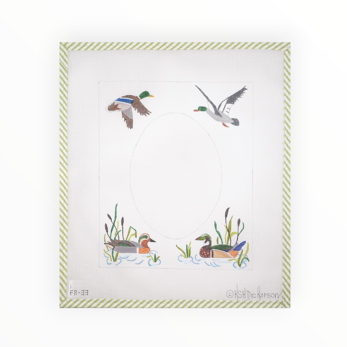 Wild Ducks needlepoint canvas by Kate Dickerson
