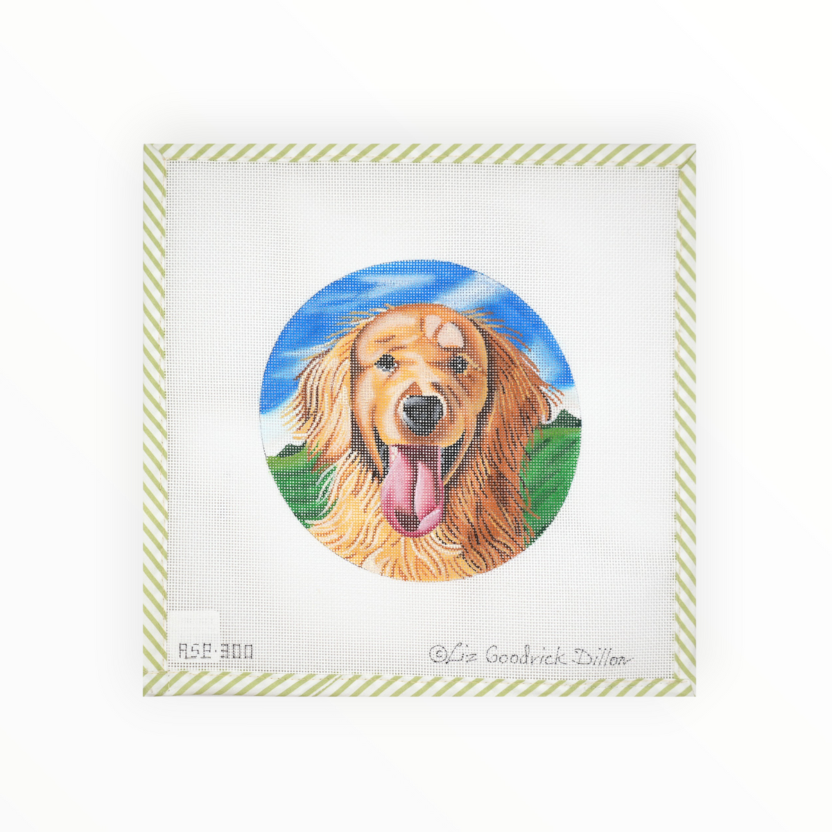 Happy Golden needlepoint canvas by Victoria Whitson