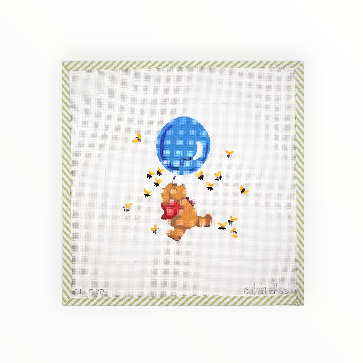 Winnie the Pooh – Balloon and Bees needlepoint canvas by Kate Dickerson