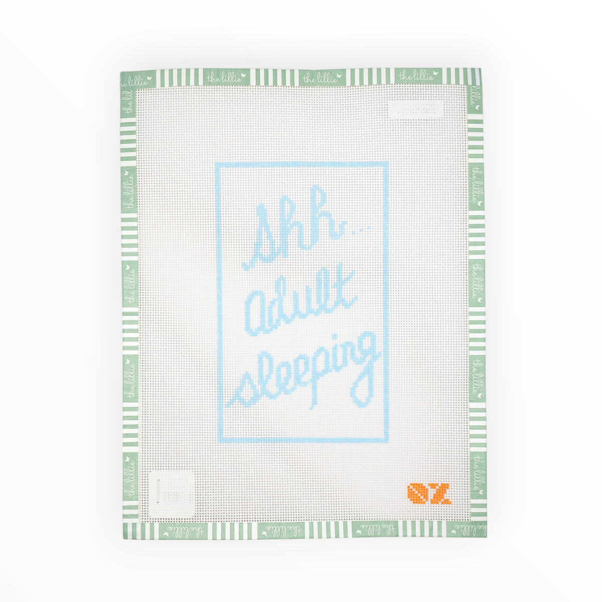 Shh...Adult Sleeping Door Hanger needlepoint canvas by Oz Needle and Thread